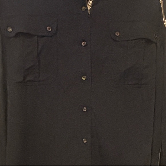 Free People Midnight Blue Shirt with Metallic Details in size Large - Picture 12 of 13